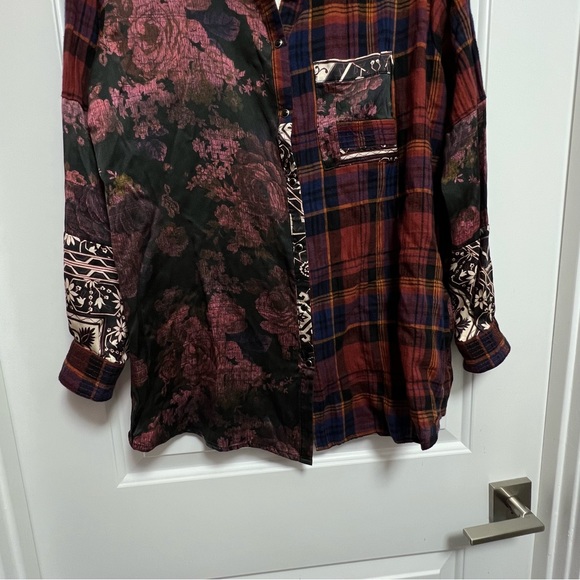 NWT - JOHNNY WAS Mulberry Rose Floral Print / Plaid Mix Up Shirt Sz XXS. - Picture 9 of 11